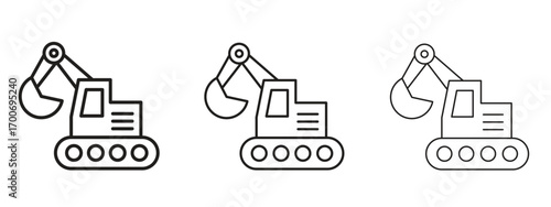 Excavator icon Illustration Eps10. Line with editable stroke