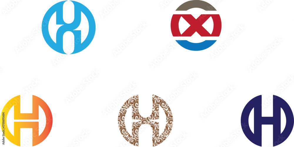 Obraz premium Circular letter H logos blue