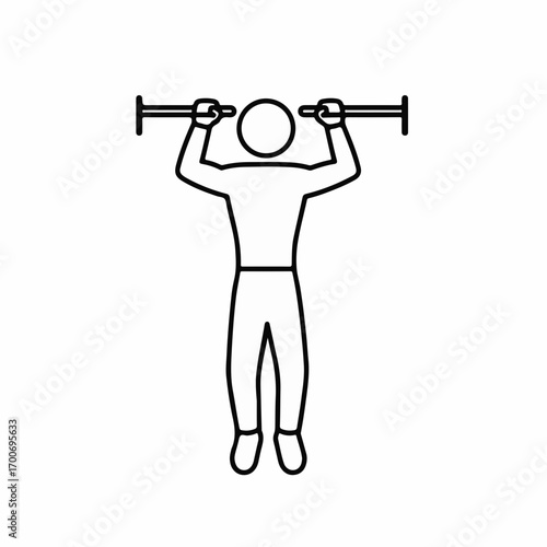 Person performing a pull-up exercise on a horizontal bar, demonstrating strength and fitness.