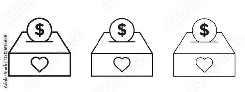 Donation box icon Illustration Eps10. Line with editable stroke