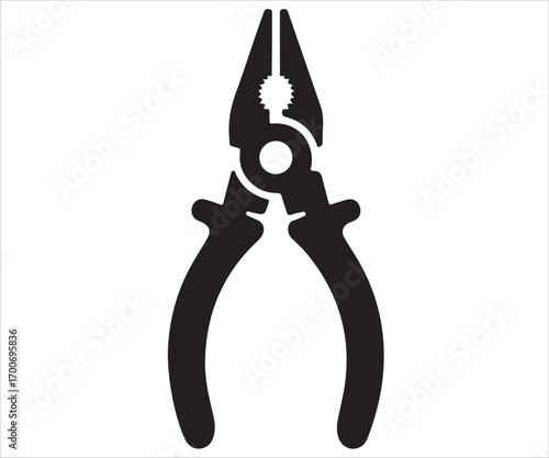 Vector silhouette of pliers hand tool used in construction and repair work