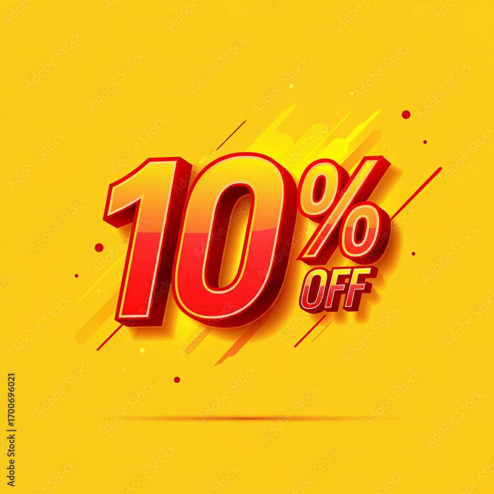 Fototapeta premium 10 off sale banner with red and yellow color scheme for promotion