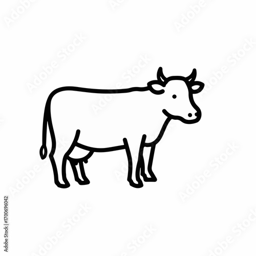 Simple outline illustration of a cow standing gracefully