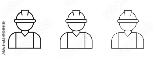 Construction worker icon Illustration Eps10. Line with editable stroke