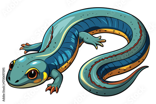 Fotografie Colorful Cartoon Salamander Illustration of an Amphibian Creature with Distinct