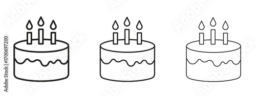 Cake icon Illustration Eps10. Line with editable stroke