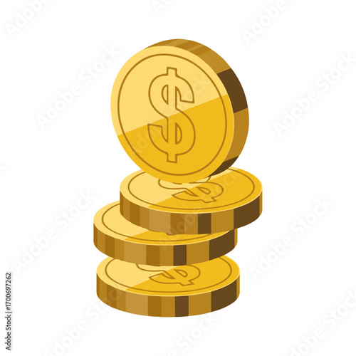 gold dollar coin vector finance illustration