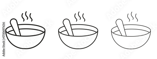 Bowl of soup icon Illustration Eps10. Line with editable stroke
