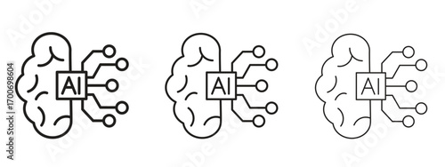 AI brain icon Illustration Eps10. Line with editable stroke