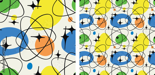 Atomic Age Seamless Pattern - Retro Mid Century Modern Abstract Design