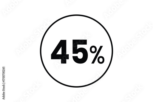 Forty Five Percent Sign in Circle on Transparent Background