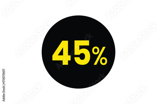 Forty Five Percent Black Circle Graphic Yellow Text on Transparent Background