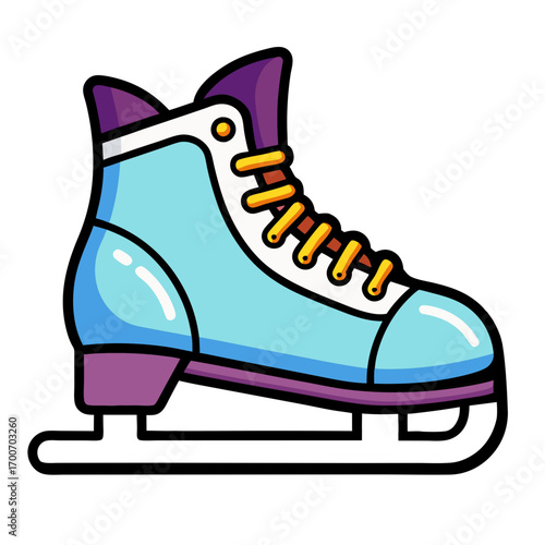 Ice skating figure skate equipment vector illustration for winter sports and recreation fun activity