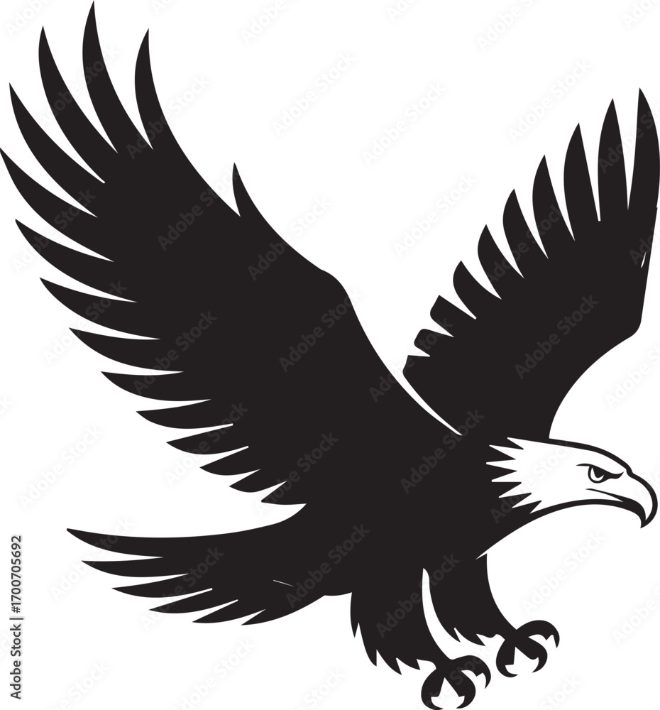 Fototapeta premium Black eagle silhouette vector illustration