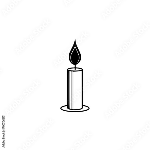 Candle light vector drawing illustration of burning candle for decoration and memorial service with flame