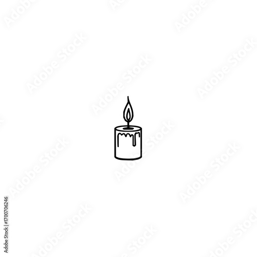 Candle light vector drawing illustration for holiday decoration and religious ceremony simple black line art