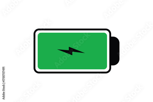 Blue Battery Charging Icon with Lightning Bolt on Transparent Background