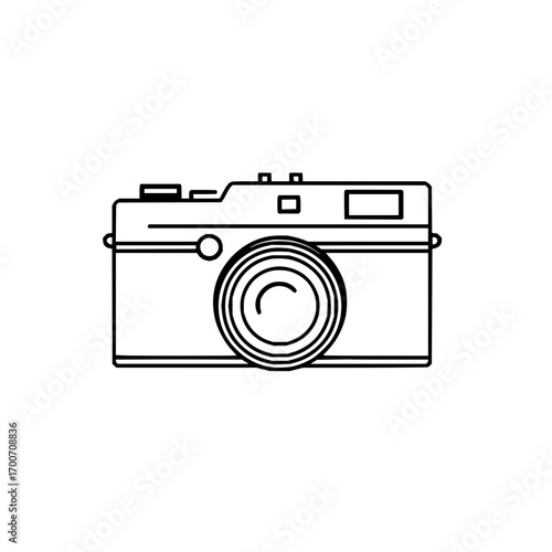 Vintage camera outline vector illustration for photography enthusiasts and graphic design projects online use