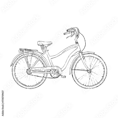 Vintage bicycle illustration black and white bike drawing retro cycle transportation vehicle design artwork lineart