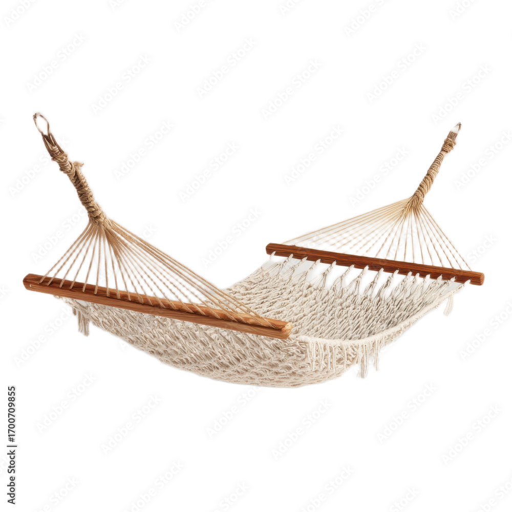 Fototapeta premium A white hammock with a wooden frame