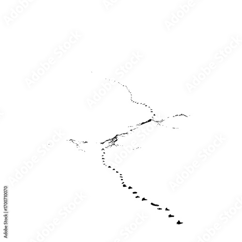 Mountain hiking trail path silhouette vector graphic for outdoor adventure and nature exploration design element