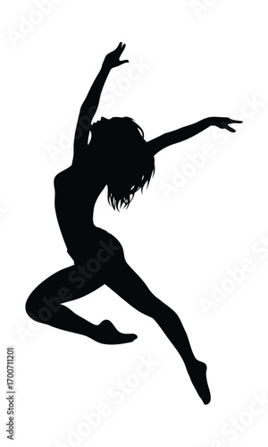 Modern Female Dancer Silhouette in Jump Pose