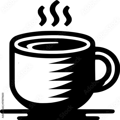 Warm Beverage Delight: An elegant silhouette of a steaming beverage in a charming mug, with artistic strokes suggesting the inviting essence of warmth.