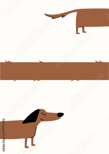 A fun greeting card template with a dachshund. Cute illustration of a long body dog and a place for text.
