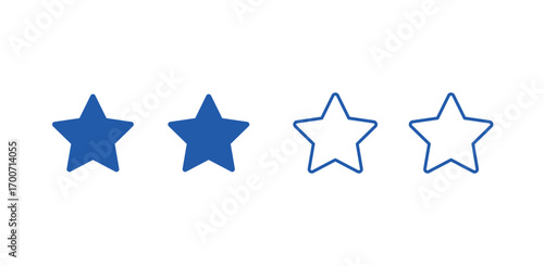 Two Filled and Two Outline Blue Stars Rating on Transparent Background
