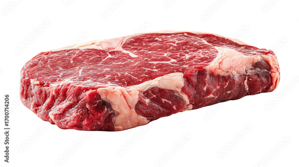 Fototapeta premium Raw Ribeye Steak Cut on Transparent Background for Culinary and Food Photography