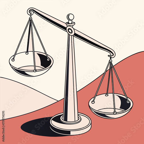 Unbalanced Scales of Justice Illustration weighing