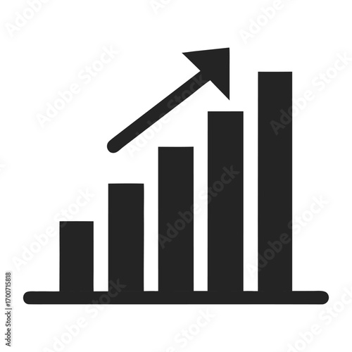 Bar chart with upward trending arrow indicating growth