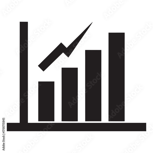 Bar chart with upward trend line icon