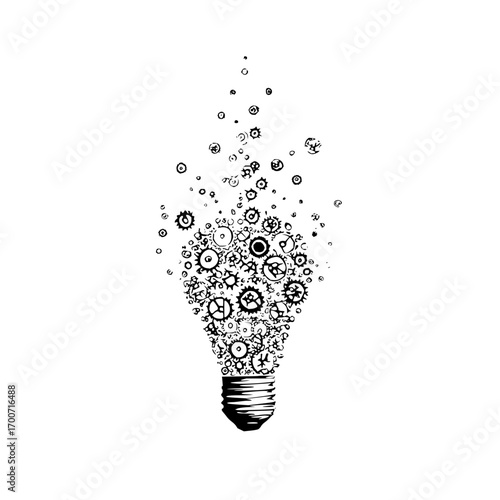Creative idea lightbulb with gears and cogs vector illustration for innovation and technology concept 100