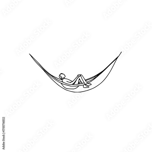 Person relaxing in hammock vector illustration for outdoor leisure and summer vacation themed designs and graphics