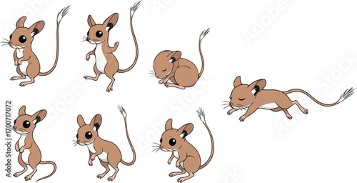 vector illustration of jerboa funny cute cartoon mascot character cartoon with 7 poses 