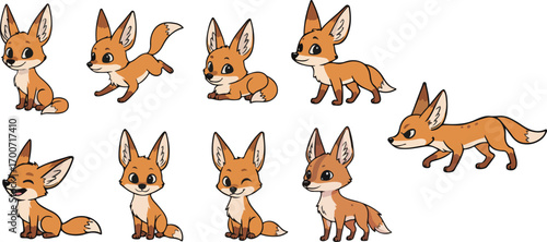 vector illustration of jackal funny cute cartoon mascot character cartoon with 9 poses 02