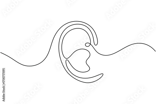 Human ear continuous one line drawing minimalist single abstract vector illustration