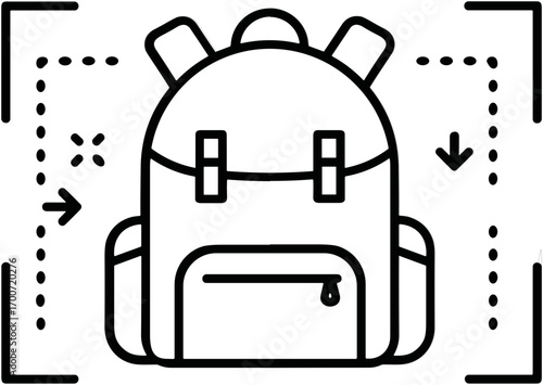 Backpack passing security scanner line icon on white background