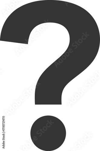 Question mark symbol on white background, a classic punctuation mark with a dot at the bottom