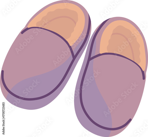 Soft cozy slippers with warm lining in pastel tones, bedtime illustration perfect for home comfort, relaxation, wellness, sleep projects, and lifestyle digital designs.