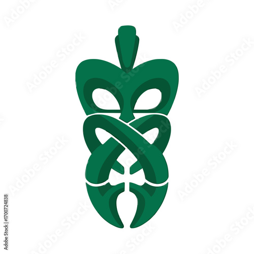 Maori hei tiki pendant, jade green color