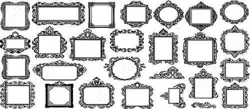Picture frames silhouette, Baroque frame silhouettes, Decorative ornamental frame silhouettes, Picture frames svg, Baroque frame svg, Decorative ornamental frame svg, Vintage picture frame set