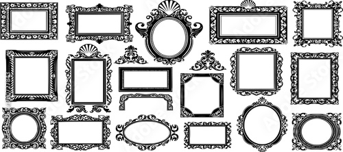 Picture frames silhouette, Baroque frame silhouettes, Decorative ornamental frame silhouettes, Picture frames svg, Baroque frame svg, Decorative ornamental frame svg, Vintage picture frame set