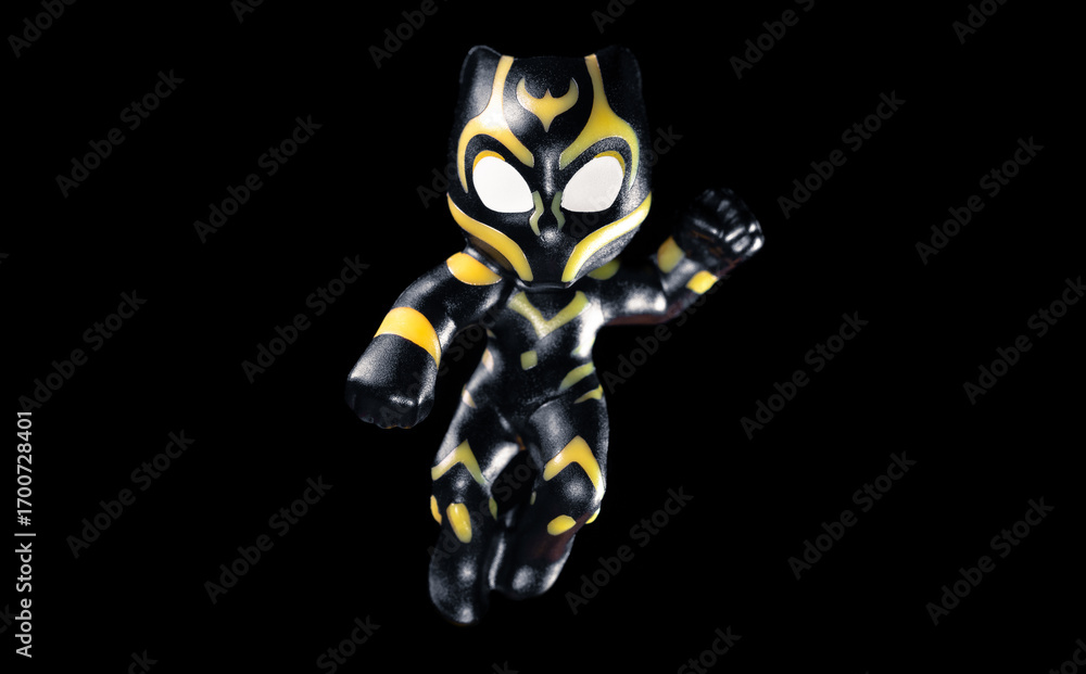 Naklejka premium Kinder Surprise Marvel Black Panther on the black background