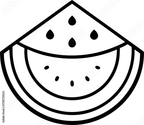 
Water- melon  outline icon vector on white background 
