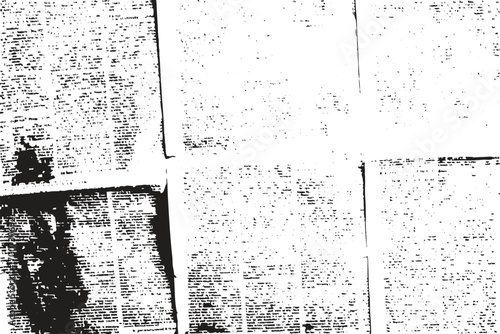 Newspaper paper grunge vintage old aged texture background. Vector white and black newspaper paper grunge pattern old, aged texture.