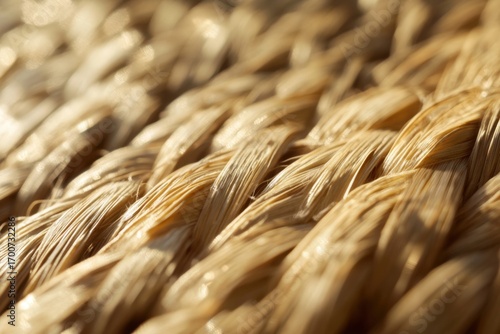Macro shot of texture raffia with soft shadows