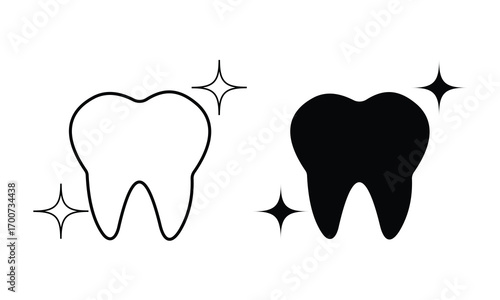 Tooth vector icon set. Clean tooth icon collection. Dental health, and hygiene. Tooth decay symbol. 
