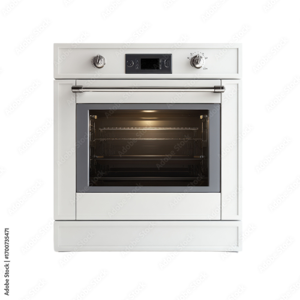 Fototapeta premium A white oven with a digital display